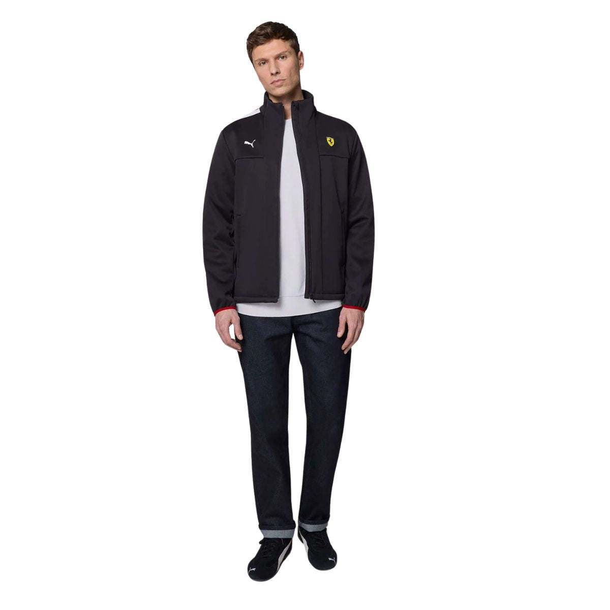 2025 Scuderia Ferrari F1™ Team Logo FW Men's Softshell Jacket - Black / Dark Cherry