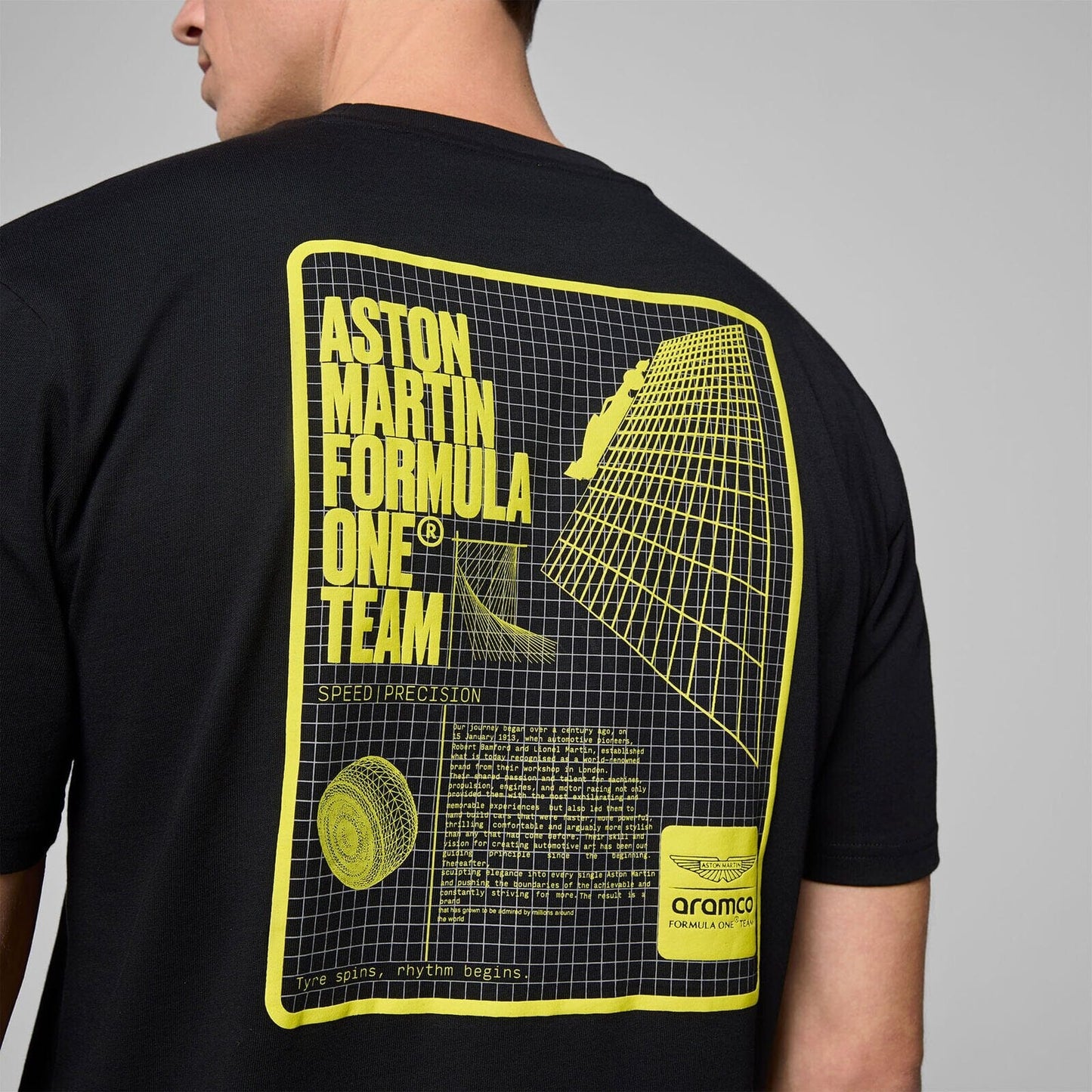 Aston Martin F1 Tech Men's Grid Data Graphic T-Shirt - Black