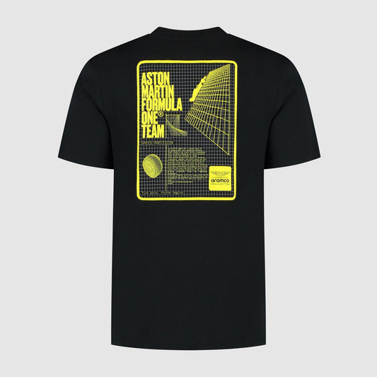 Aston Martin F1 Tech Men's Grid Data Graphic T-Shirt - Black