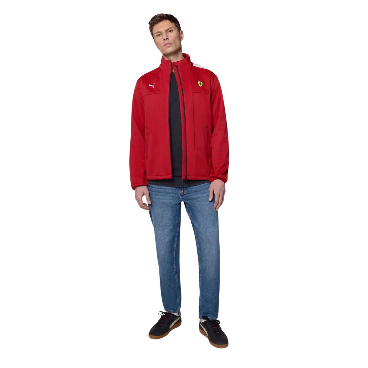 2025 Scuderia Ferrari F1™ Team Logo FW Men's Softshell Jacket - Black / Dark Cherry