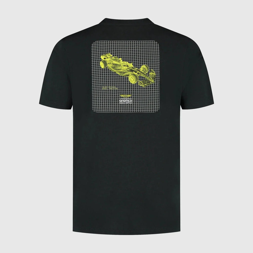 Aston Martin F1 Tech Men's Wireframe Graphic T-Shirt - Black