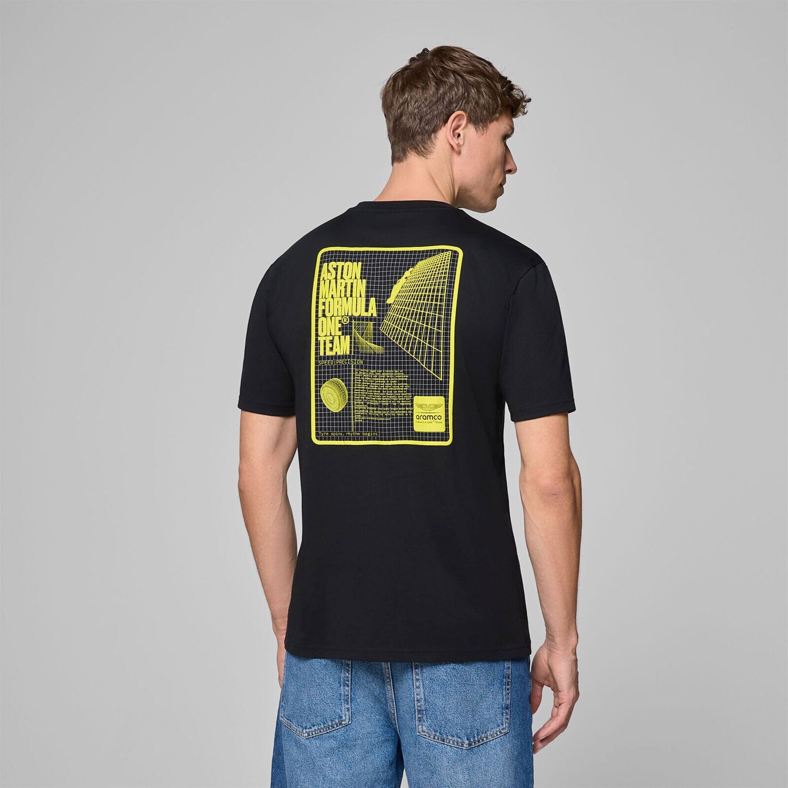Aston Martin F1 Tech Men's Grid Data Graphic T-Shirt - Black